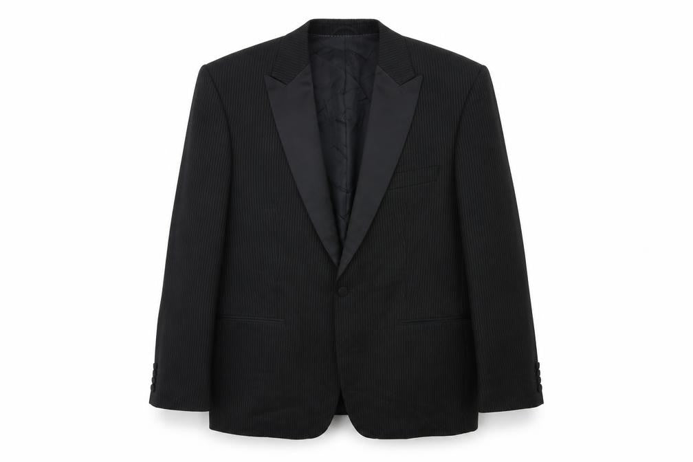 MASTERHAND Mens Black Striped  Jacket Suit Jacket Size 44