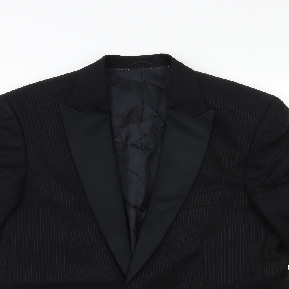 MASTERHAND Mens Black Striped  Jacket Suit Jacket Size 44
