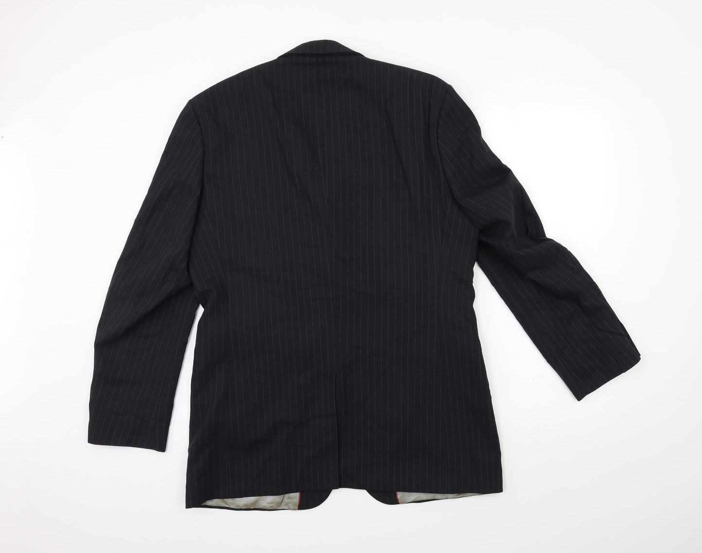 City Survival Mens Black Striped  Jacket Suit Jacket Size 40