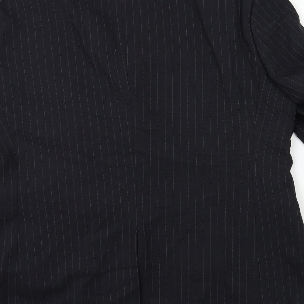 City Survival Mens Black Striped  Jacket Suit Jacket Size 40
