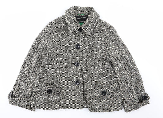 River Island Womens Multicoloured Geometric  Overcoat Coat Size 14