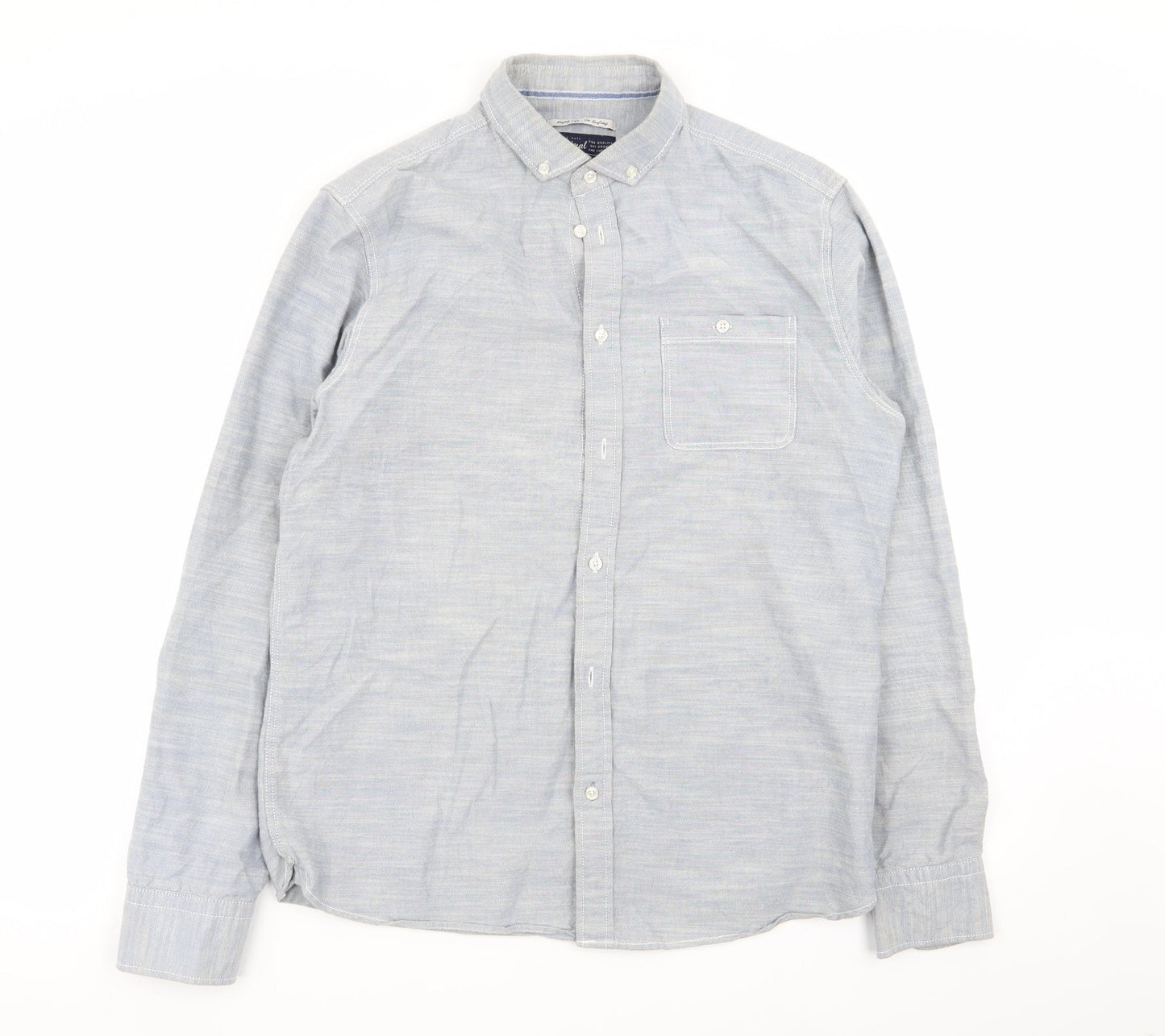 Criminal Mens Blue    Button-Up Size M