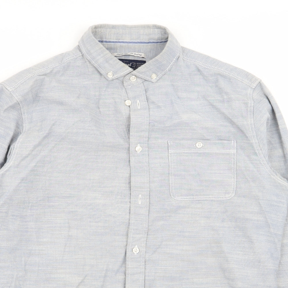 Criminal Mens Blue    Button-Up Size M