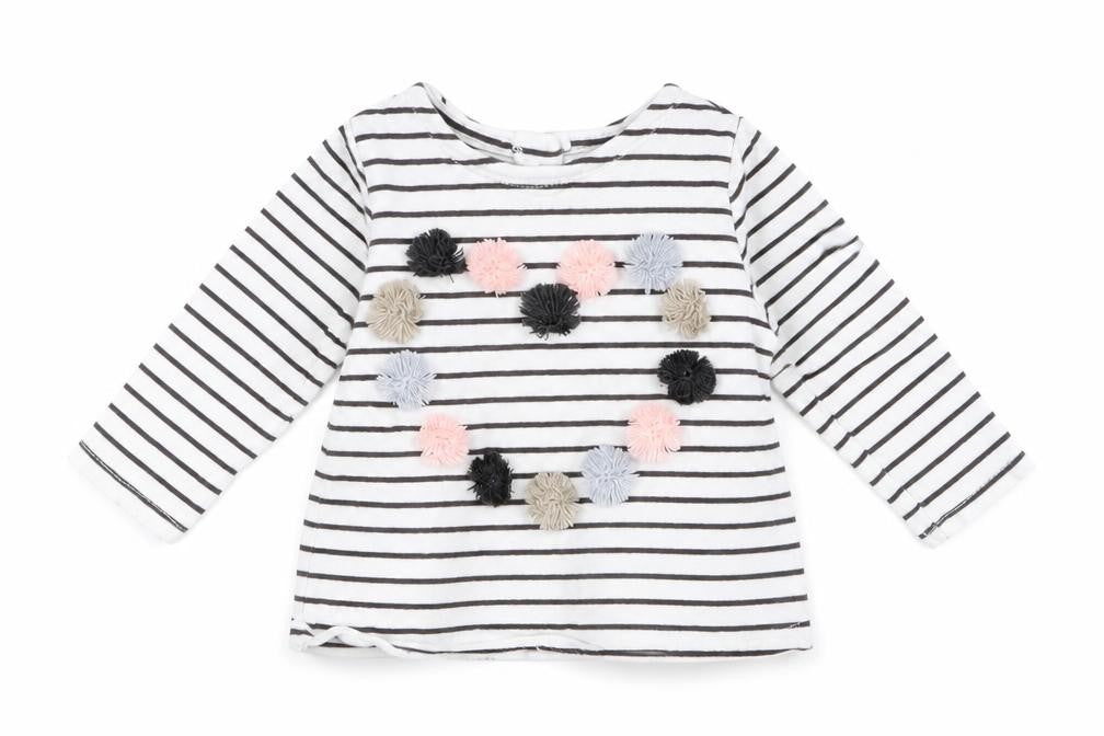 Front view of Next girls’ multicoloured striped basic t-shirt, size 0-3, months