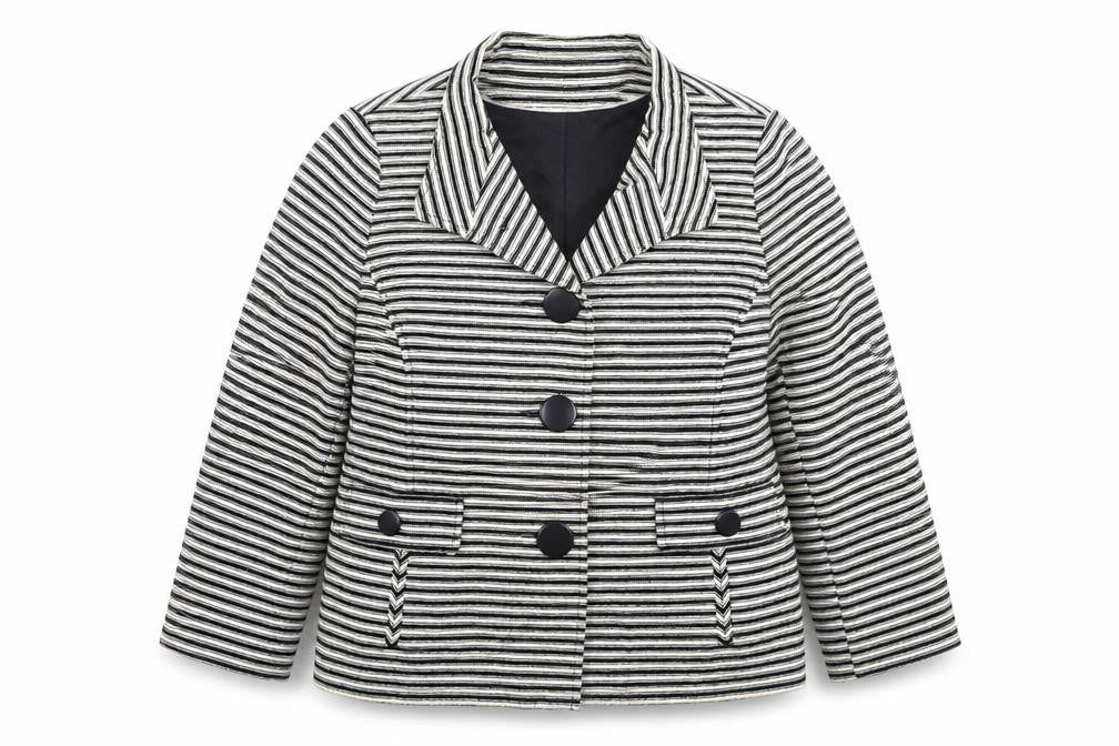 Front view of Principles women’s multicoloured striped jacket blazer, size UK 14