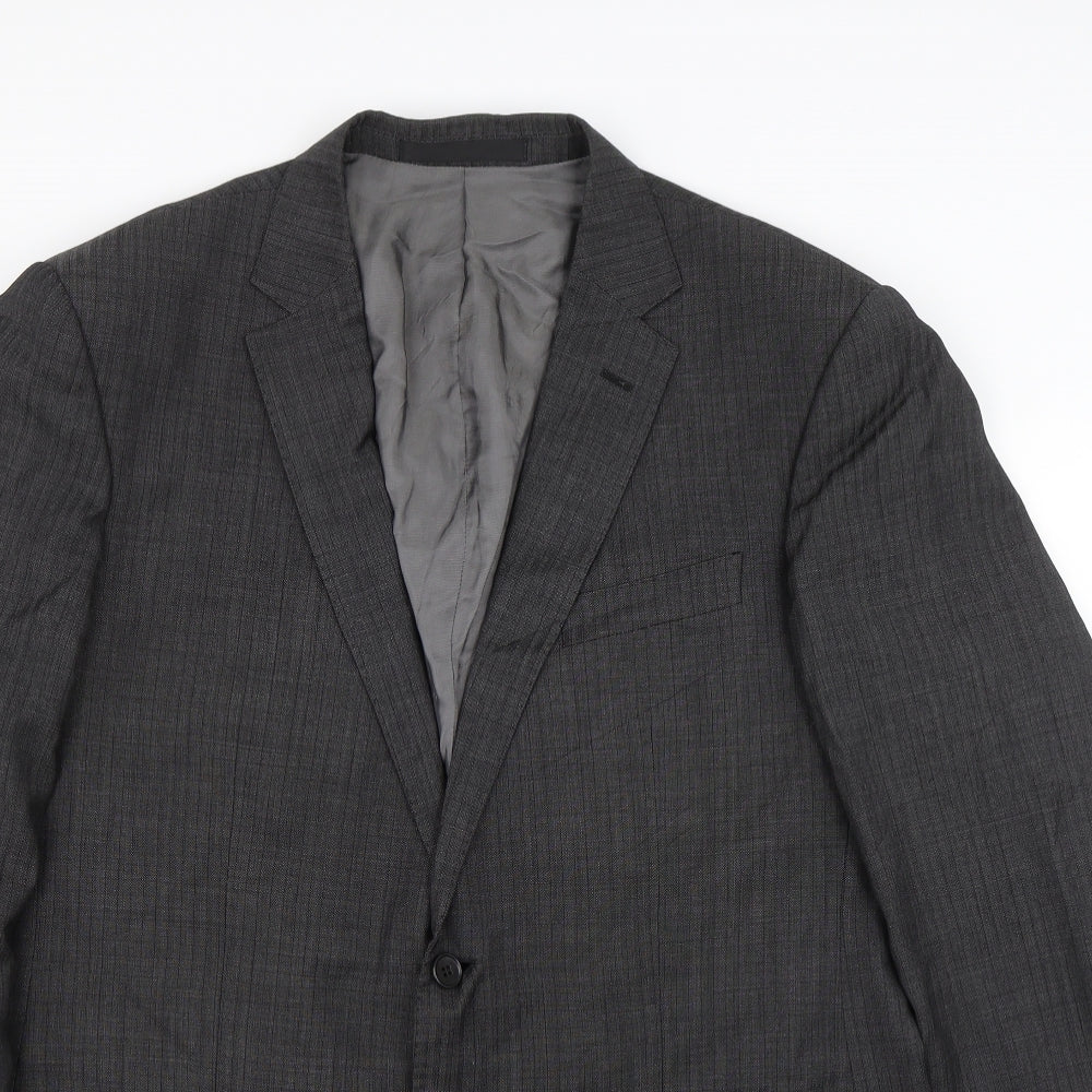 M&S Mens Black Striped  Jacket Suit Size 42