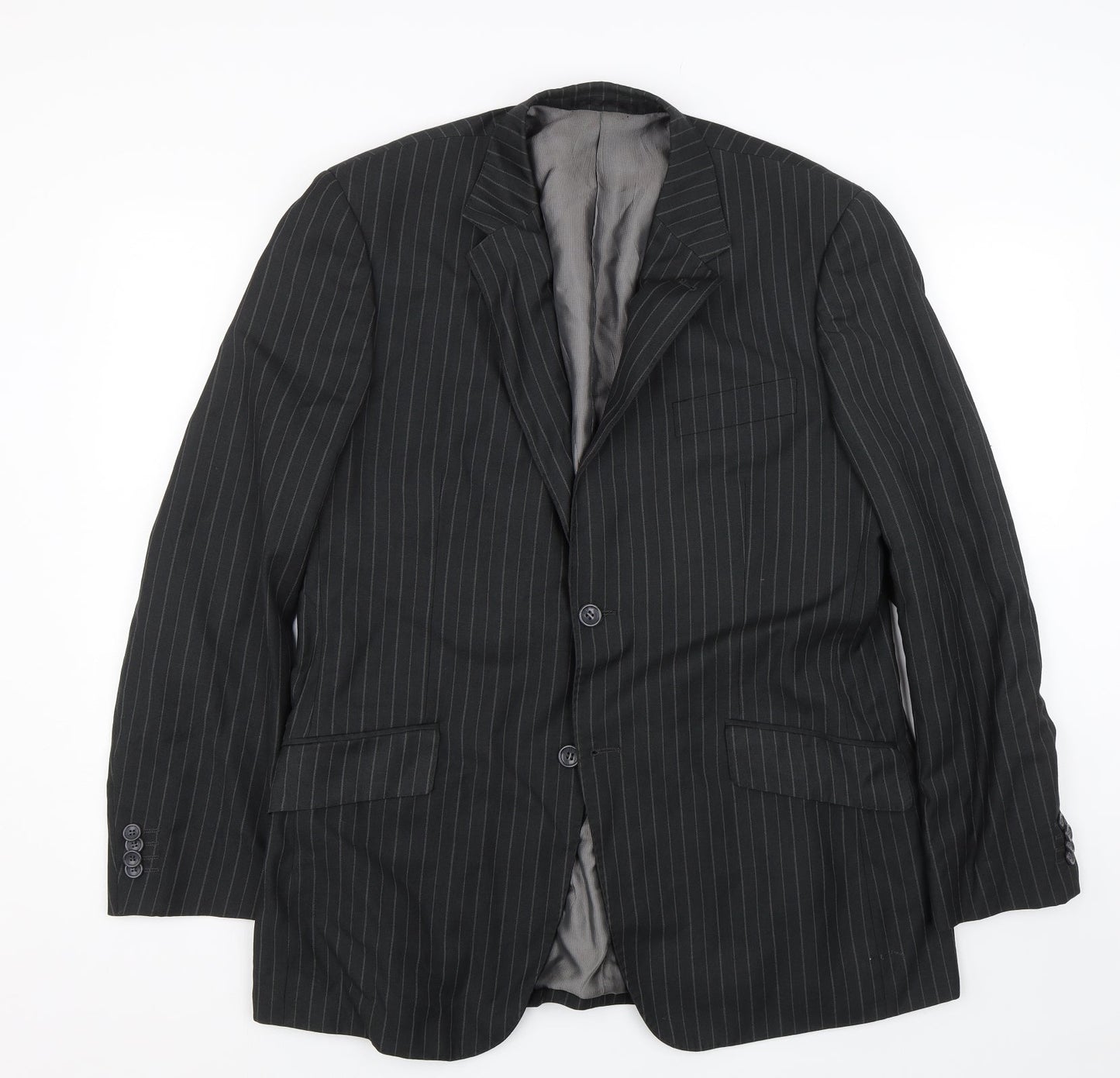 NEXT Mens Black Striped  Jacket Suit Size 42