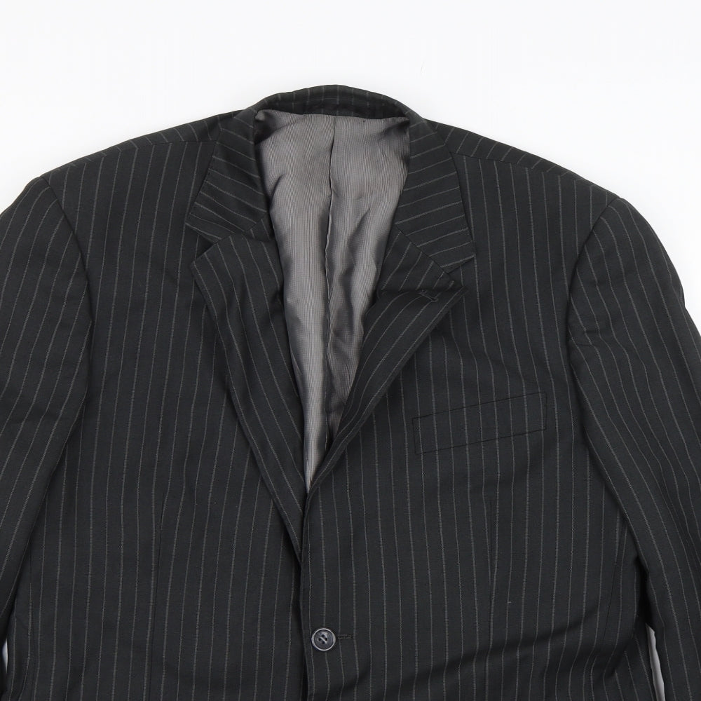 NEXT Mens Black Striped  Jacket Suit Size 42