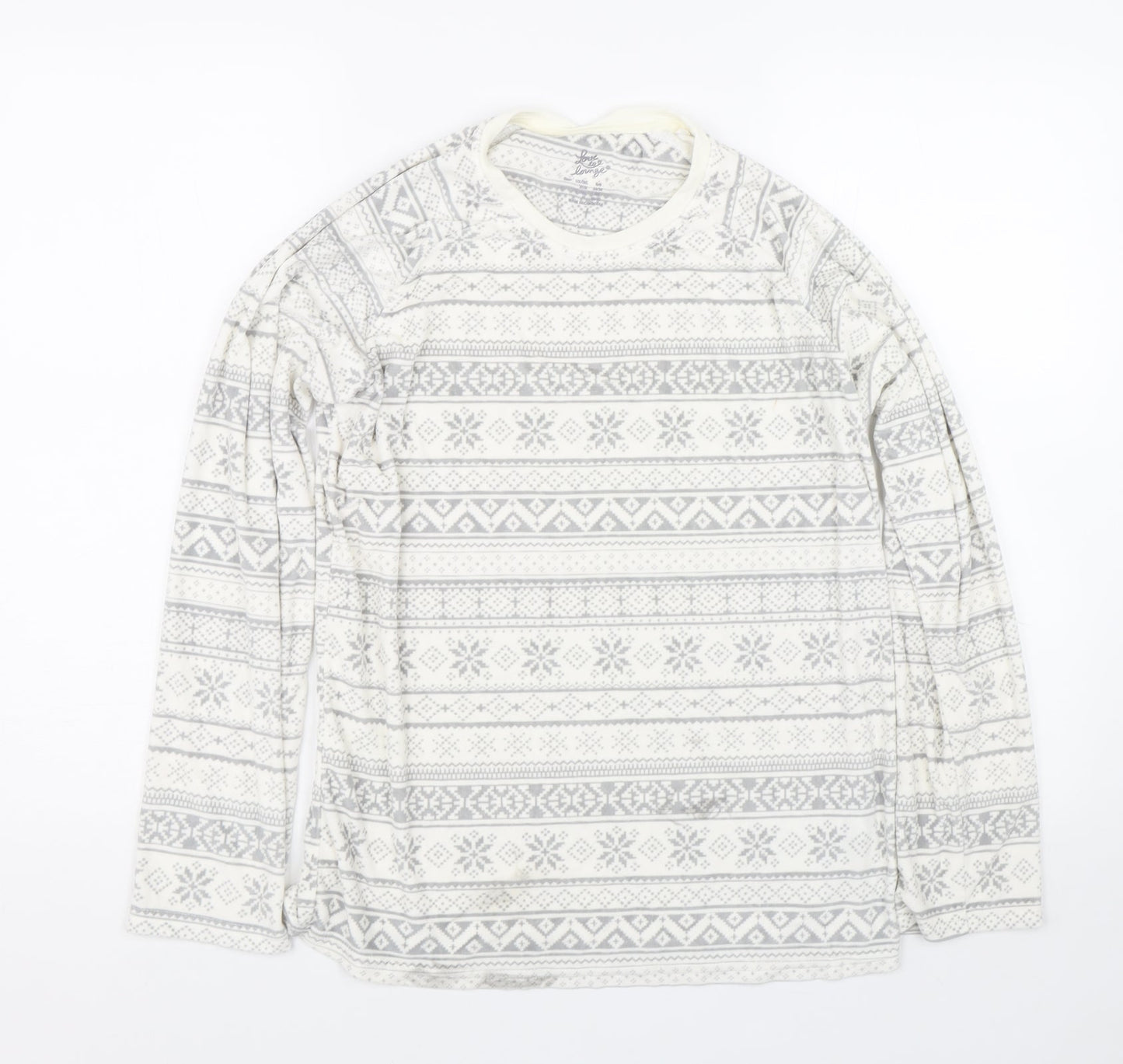 Primark Womens White Fair Isle  Top Pyjama Top Size XS