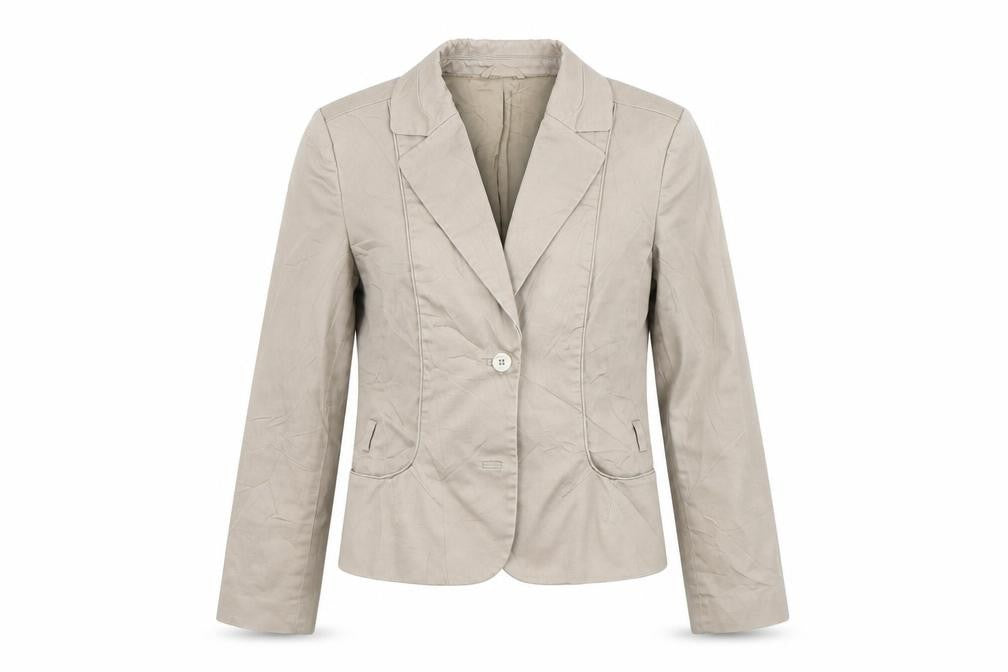 Front view of Mexx women’s brown jacket suit, size UK 14