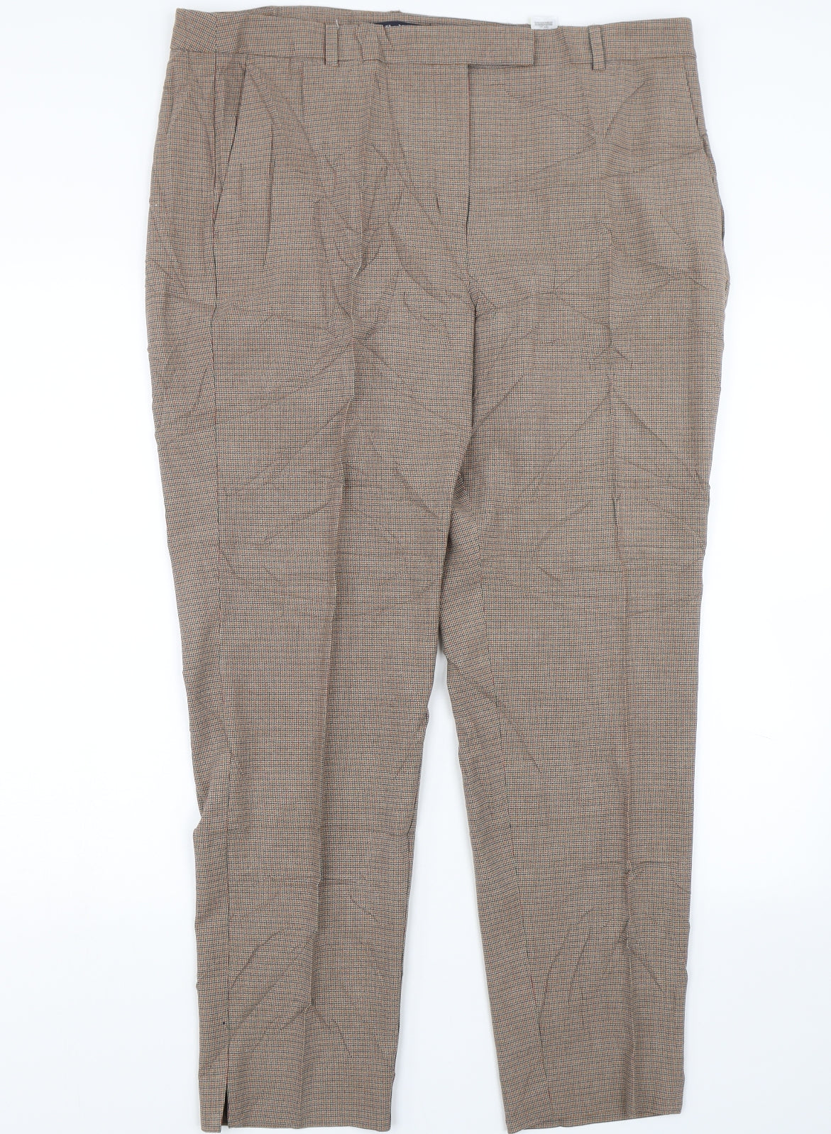 M&S Womens Brown Houndstooth  Trousers  Size 18 L27 in