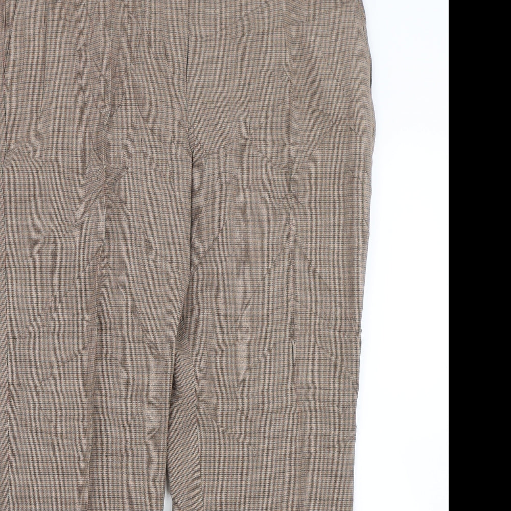 M&S Womens Brown Houndstooth  Trousers  Size 18 L27 in