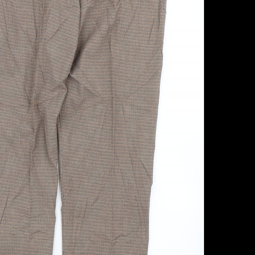 M&S Womens Brown Houndstooth  Trousers  Size 18 L27 in