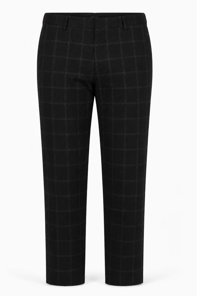 H&M Womens Black Check  Trousers  Size 32 L28 in