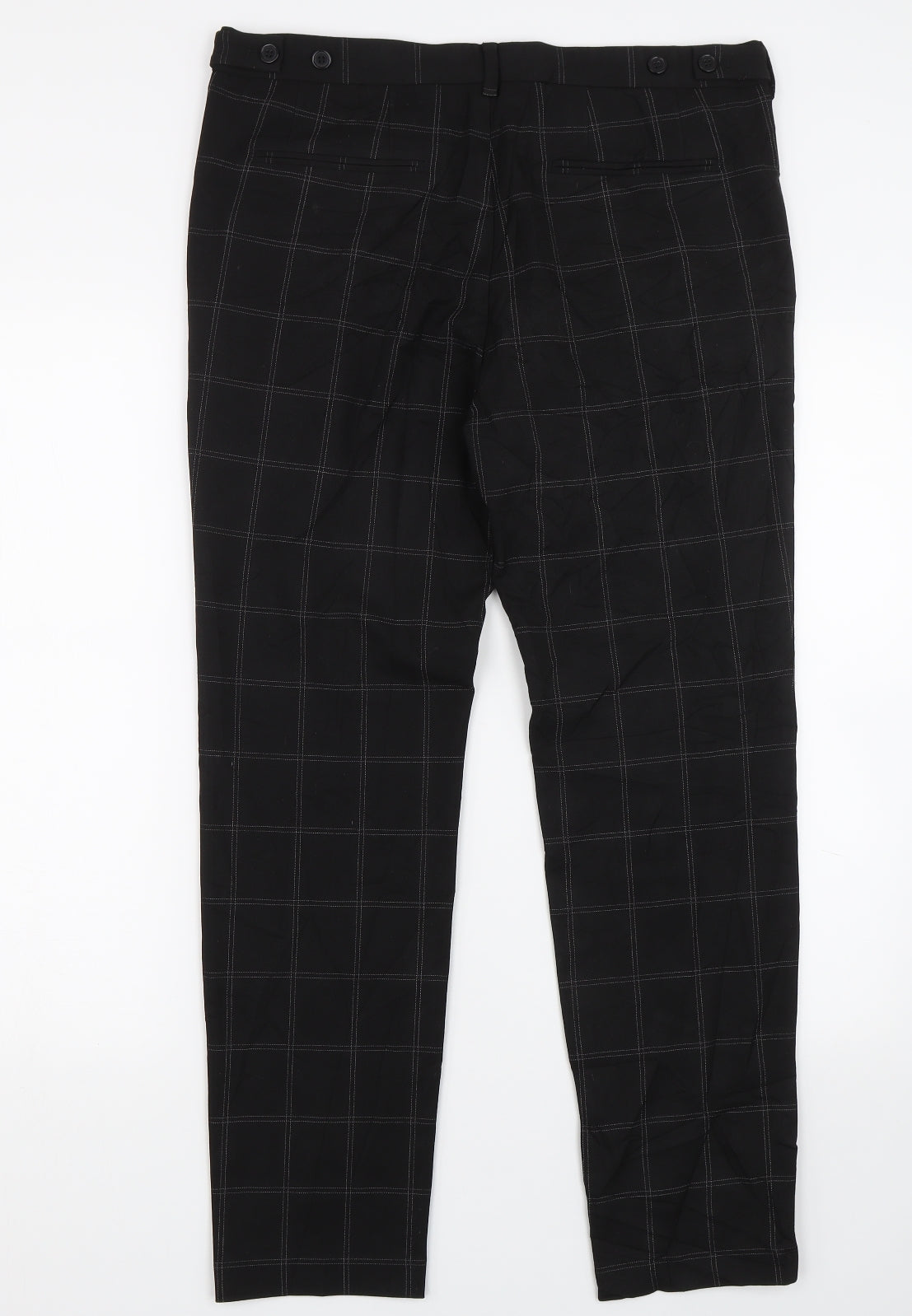H&M Womens Black Check  Trousers  Size 32 L28 in