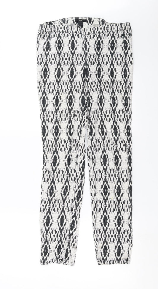 H&M Womens White Geometric Denim Jegging Jeans Size 10 L29 in