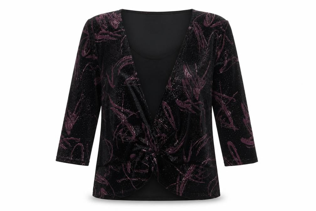 Bonmarché Womens Black Geometric  Basic Blouse Size 12  - Twist front