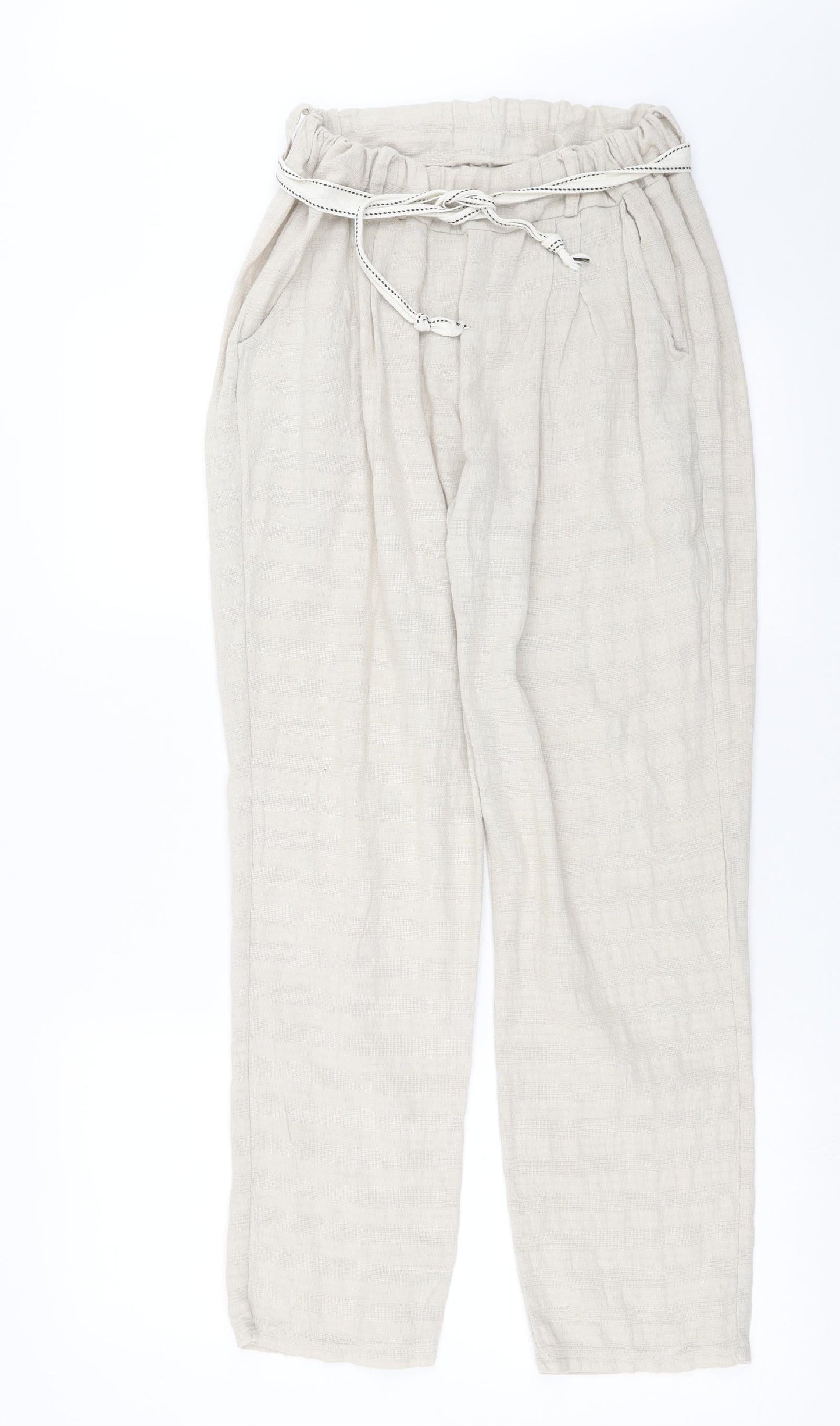 Preworn Womens Beige Striped  Trousers  Size 28 in L28 in