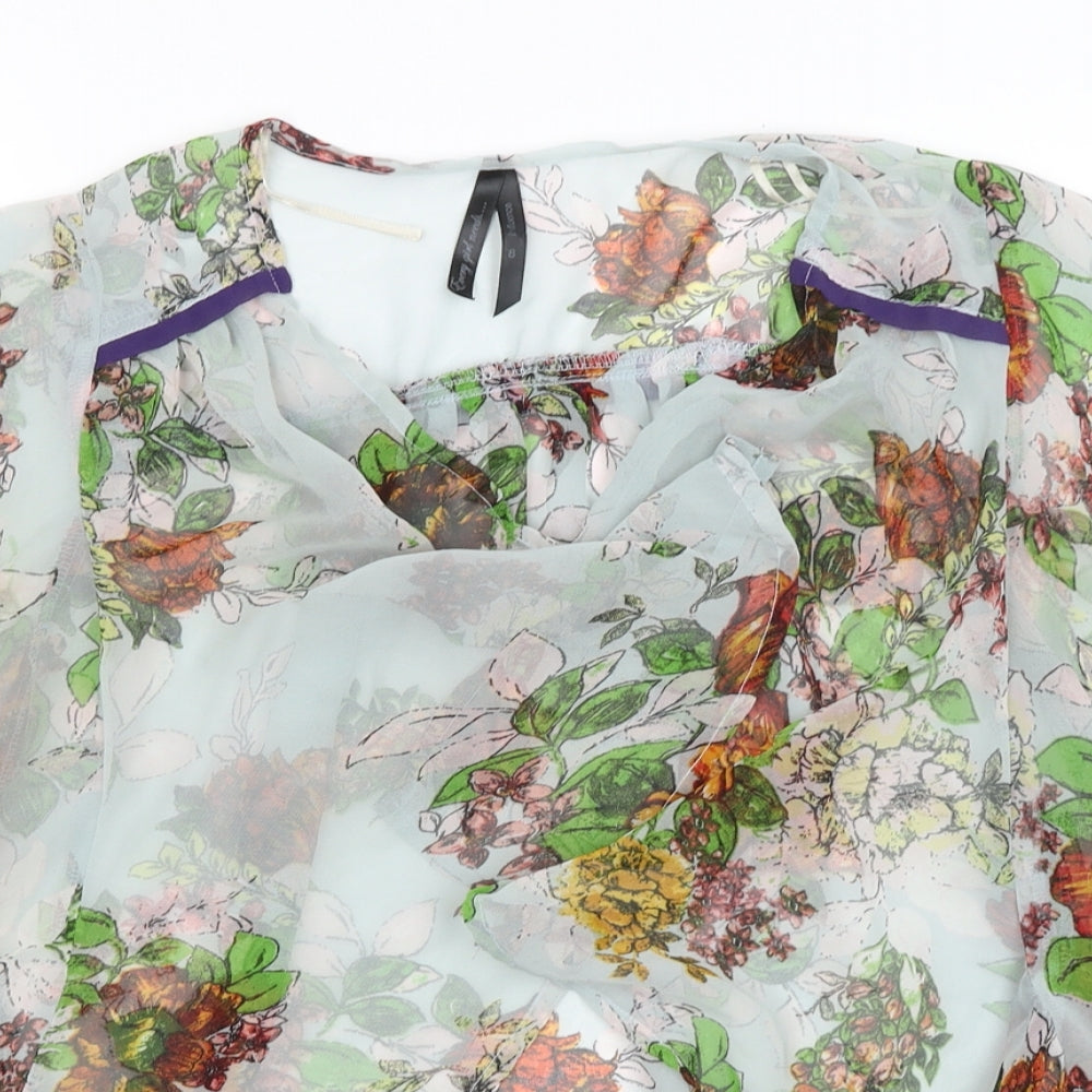 Influence Womens Blue Floral  Wrap Jumper Size 8