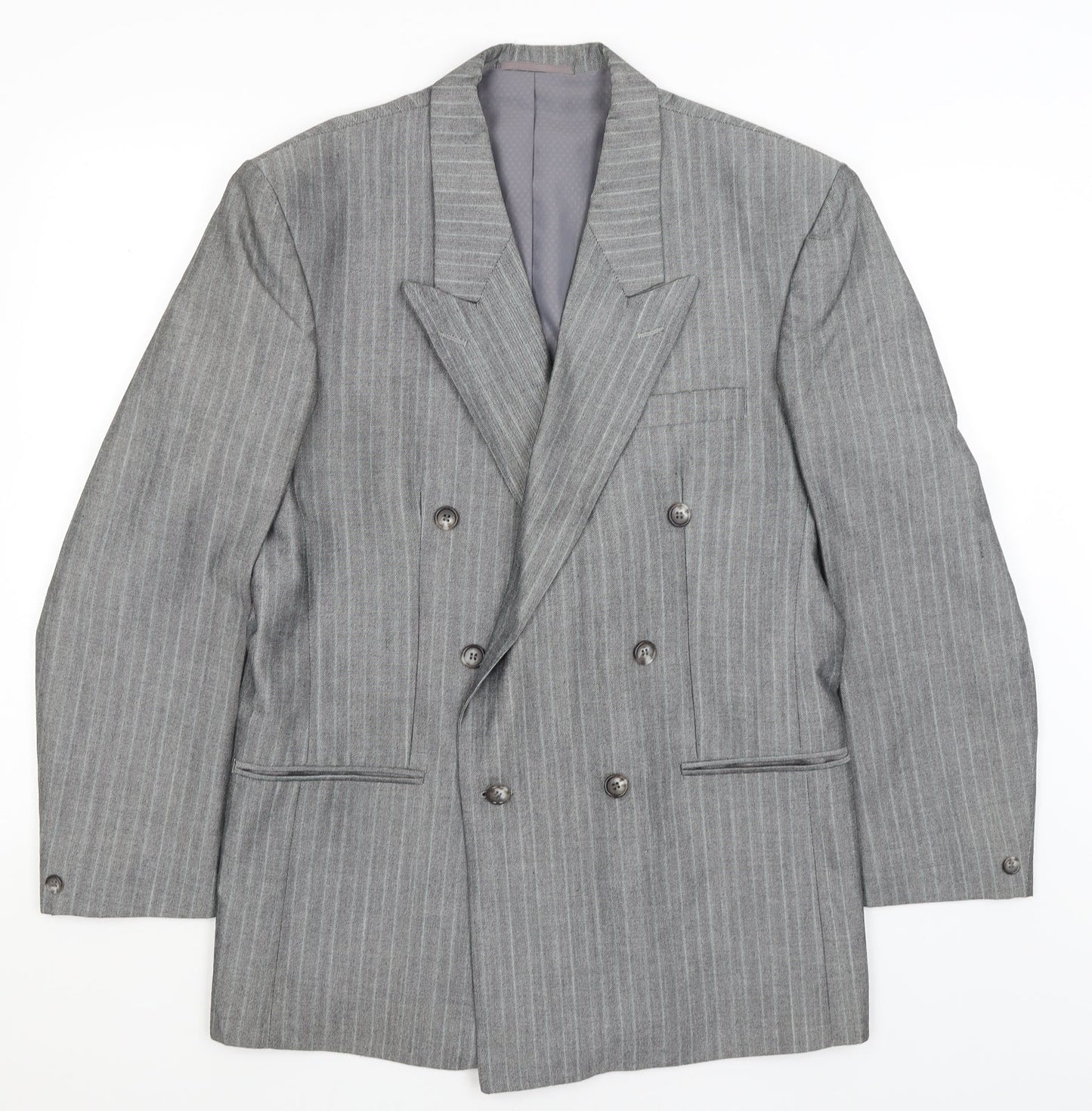 Preworn Mens Grey Striped  Jacket Blazer Size L