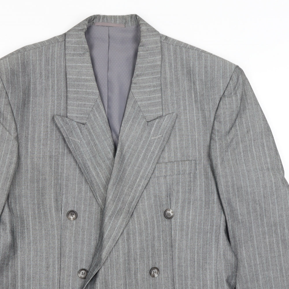 Preworn Mens Grey Striped  Jacket Blazer Size L