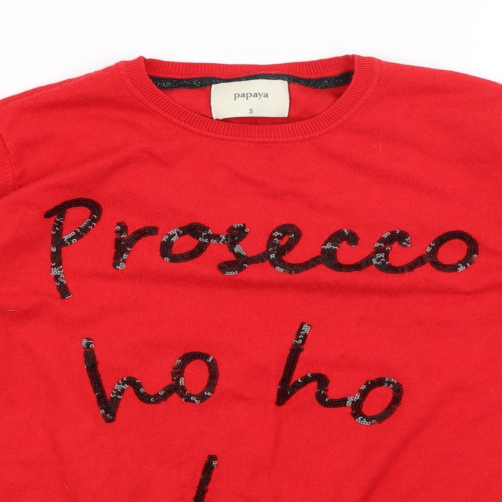 Papaya Womens Red   Pullover Jumper Size S