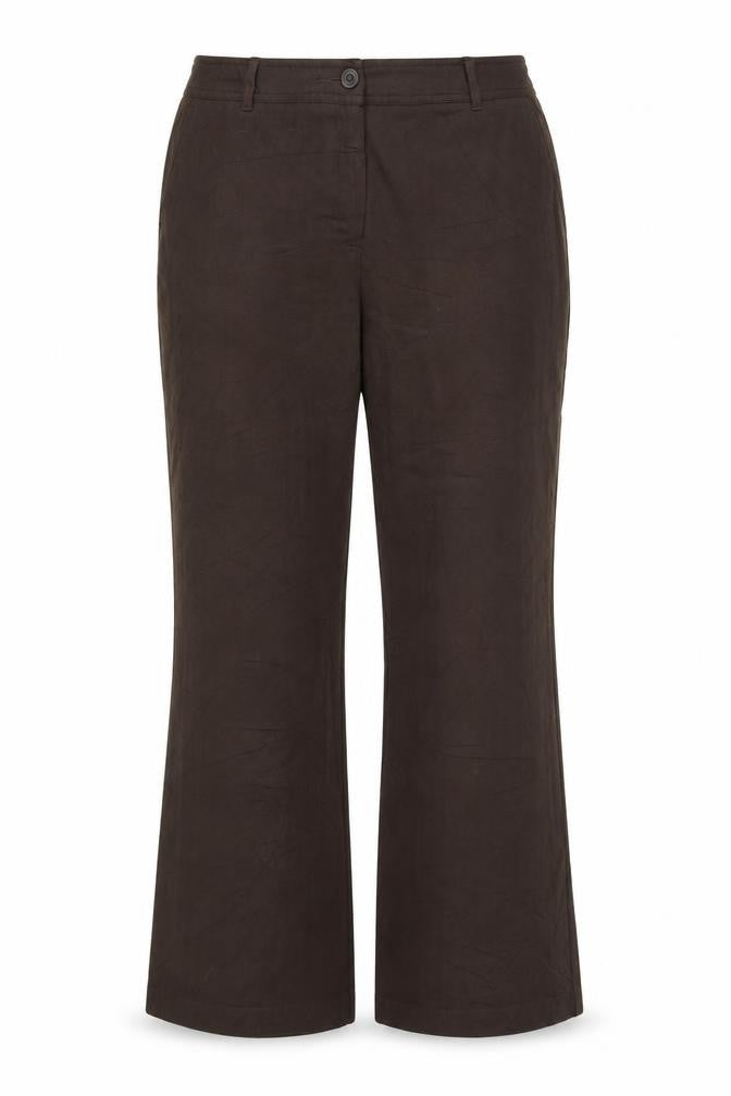 Front view of Soon women’s brown trousers, size UK 14, 28-inch leg