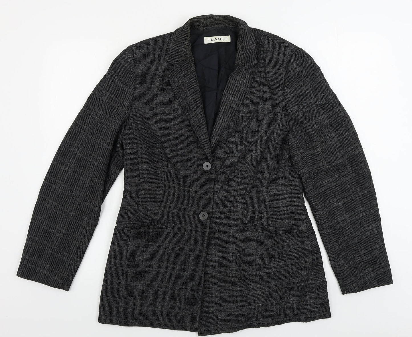 planet Womens Grey Check  Jacket Blazer Size 12
