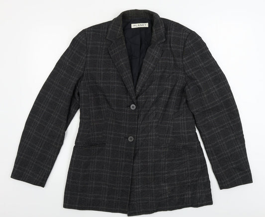 planet Womens Grey Check  Jacket Blazer Size 12
