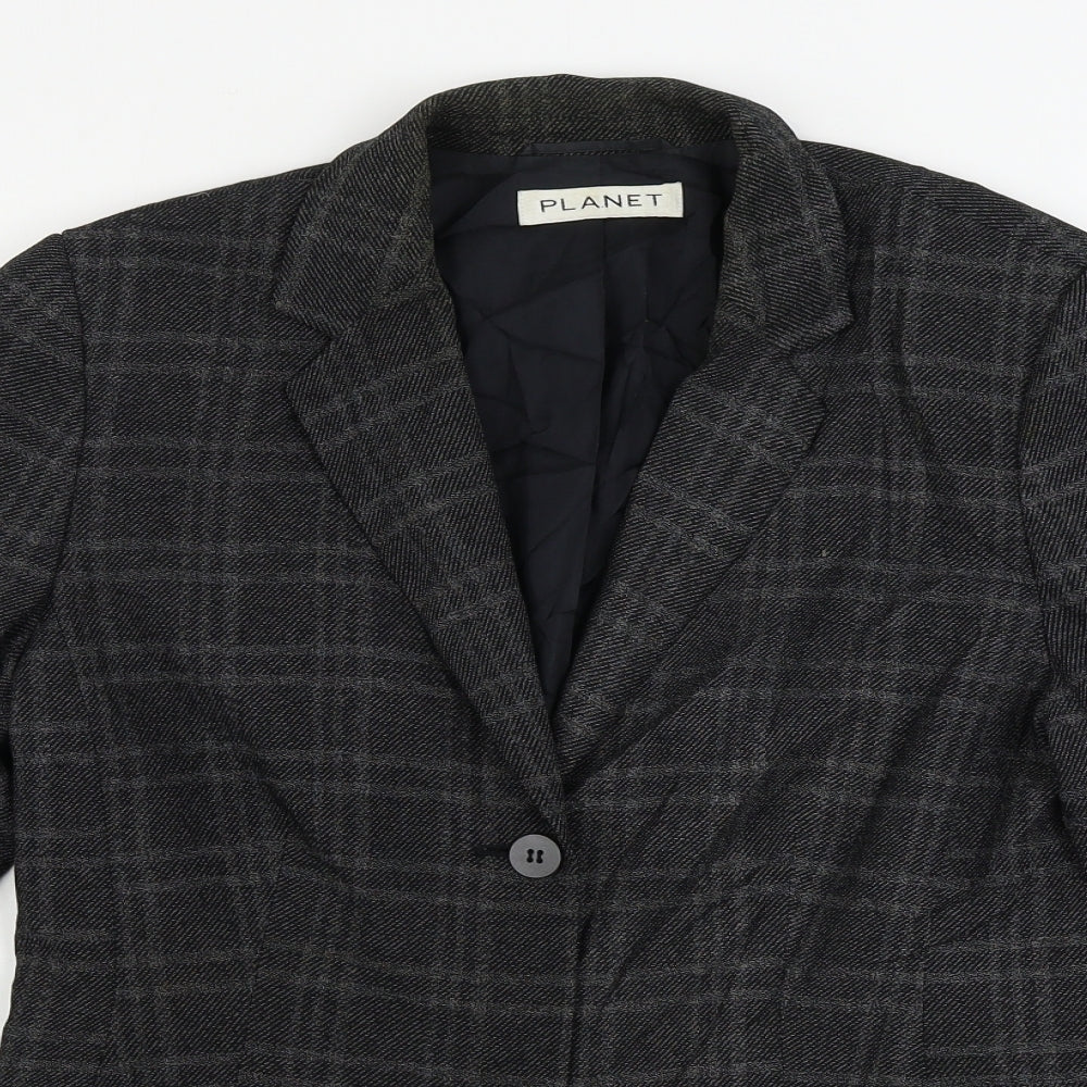 planet Womens Grey Check  Jacket Blazer Size 12