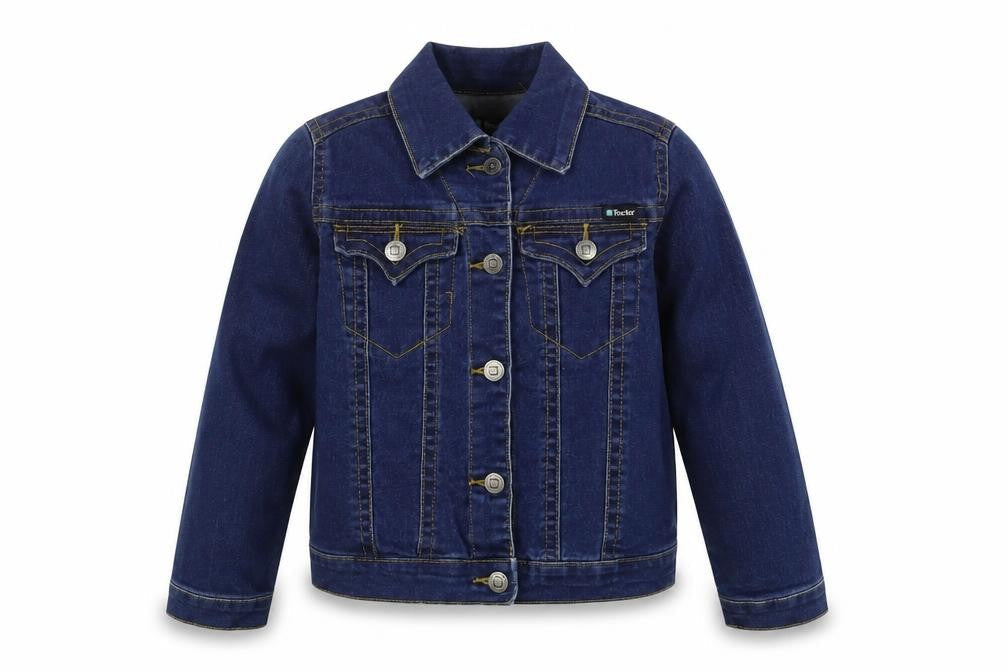 Front view of Tractor girls’ blue jacket coat, size 10, years