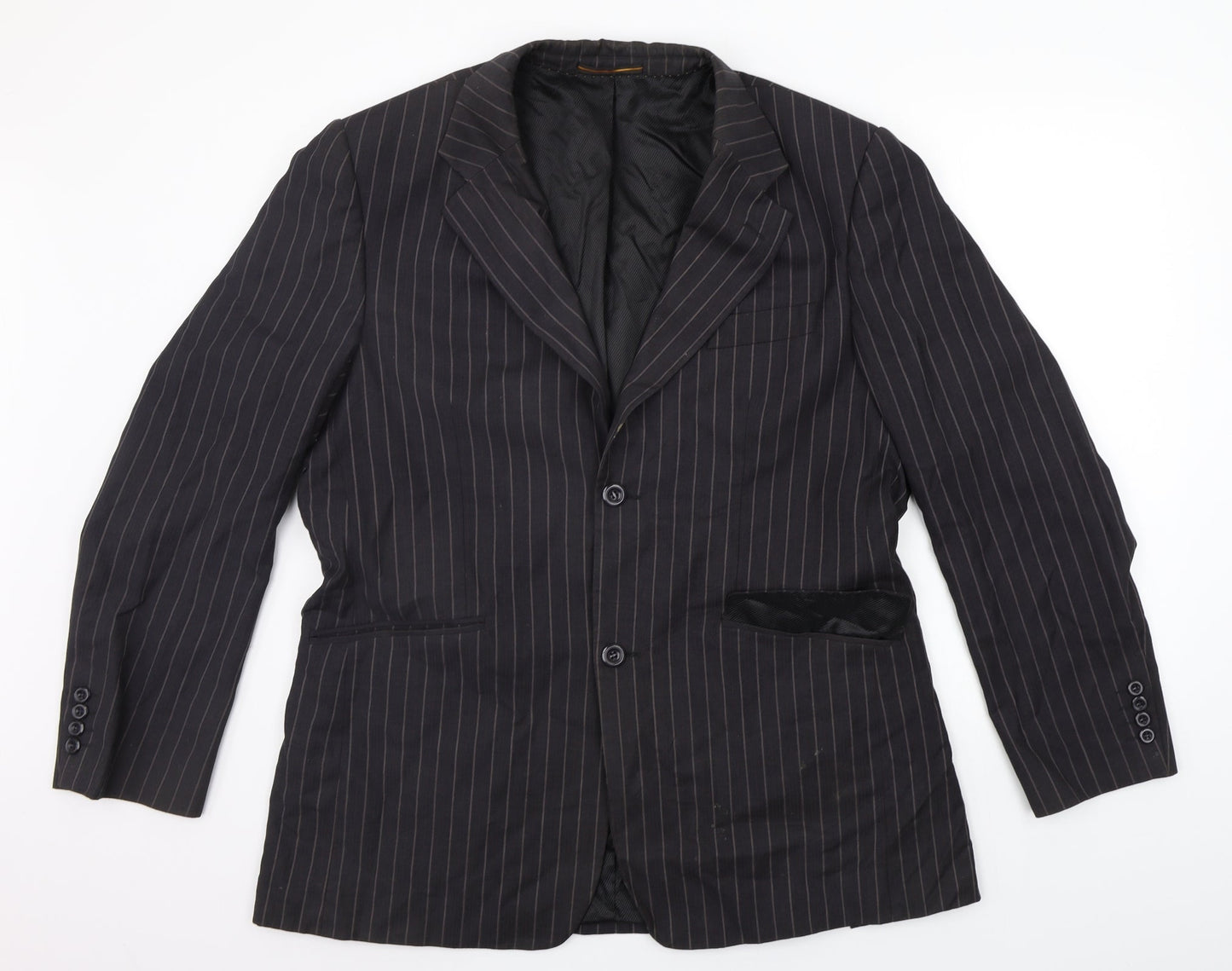 VOEUT Mens Grey Striped  Jacket Suit Jacket Size S