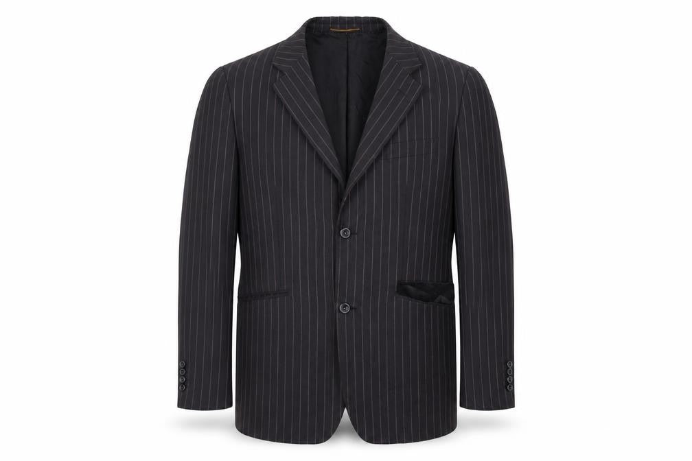VOEUT Mens Grey Striped  Jacket Suit Jacket Size S