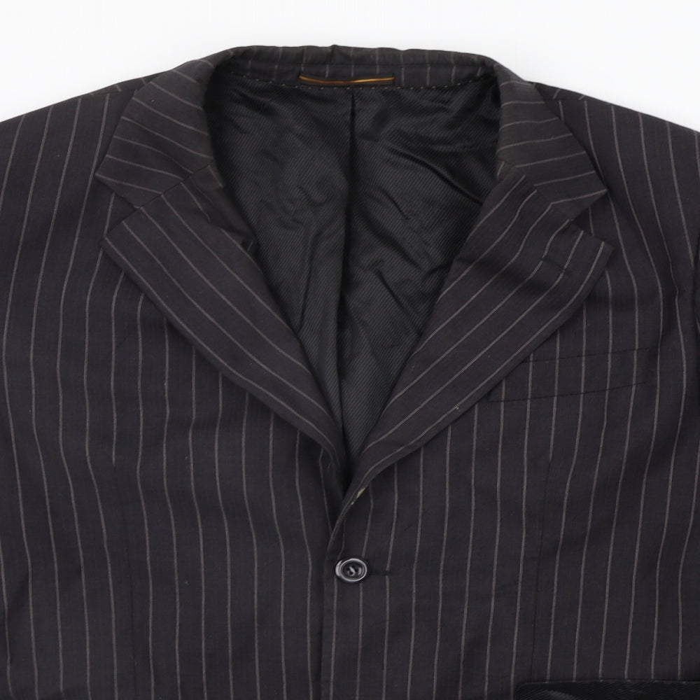 VOEUT Mens Grey Striped  Jacket Suit Jacket Size S
