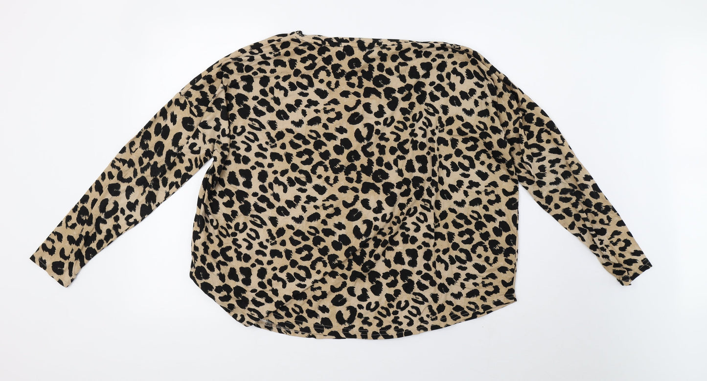 newlook Womens Brown Animal Print  Top Pyjama Top Size S