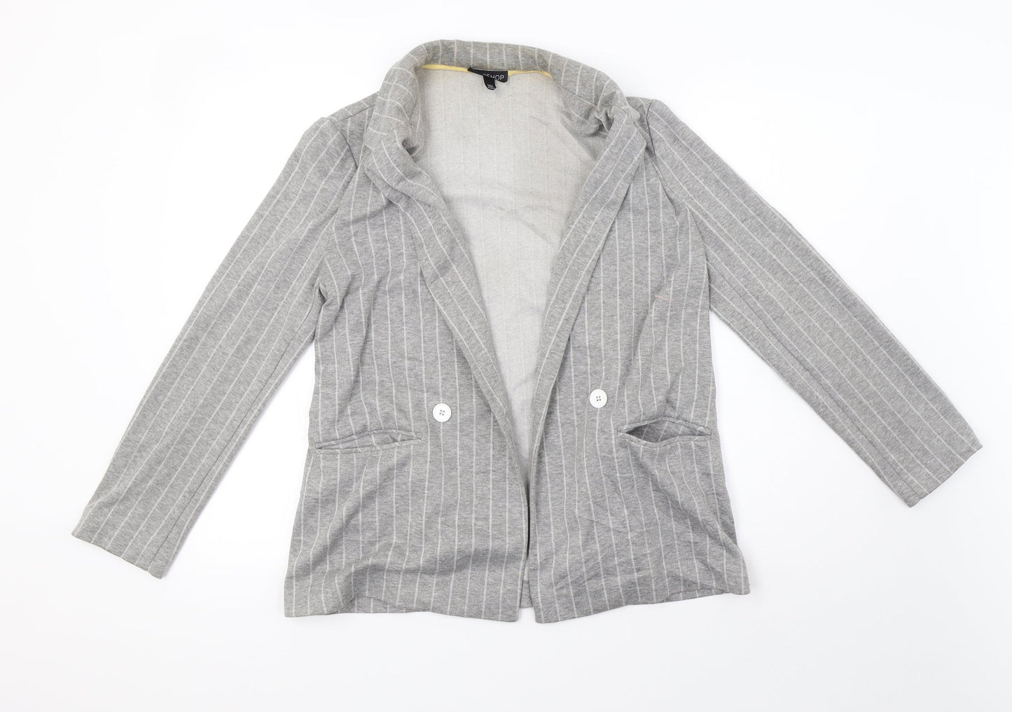 Topshop Womens Grey Striped  Jacket Blazer Size 8