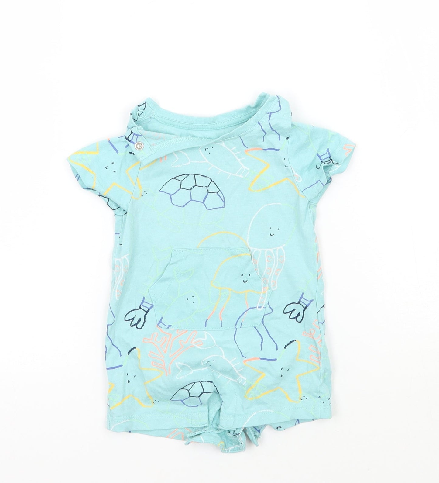 Marks and Spencer Baby Blue Geometric  Babygrow One-Piece Size 0-3 Months