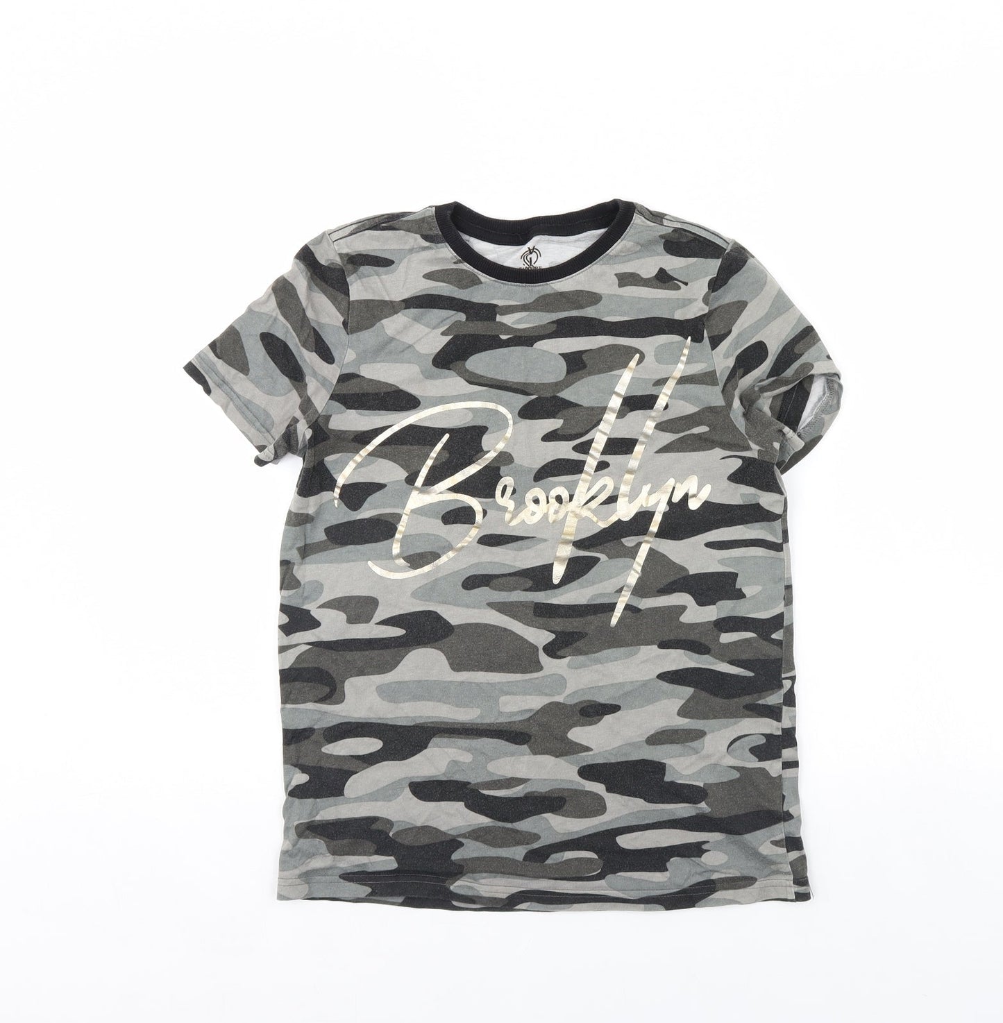 F&F Boys Grey Camouflage  Basic T-Shirt Size 11 Years  - Brooklyn