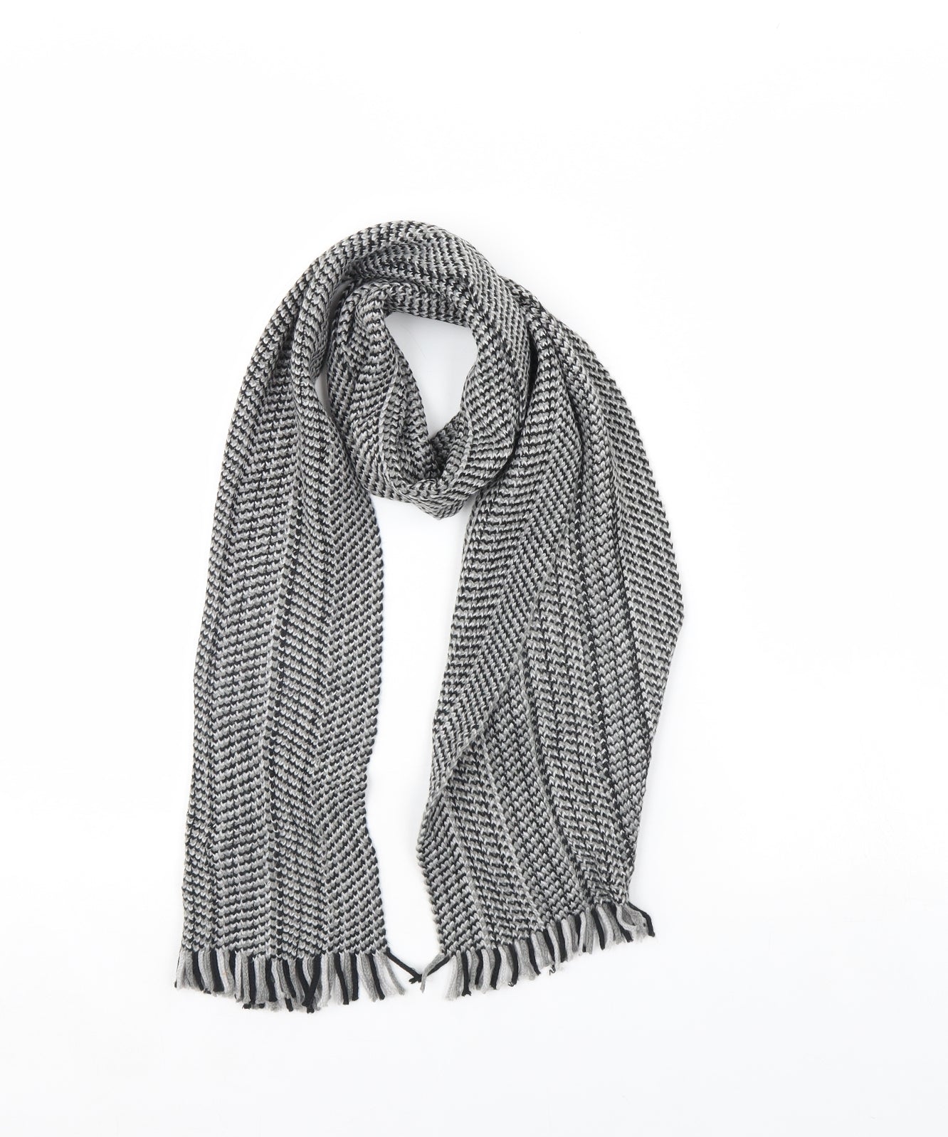 Preworn Womens Black Herringbone   Scarf