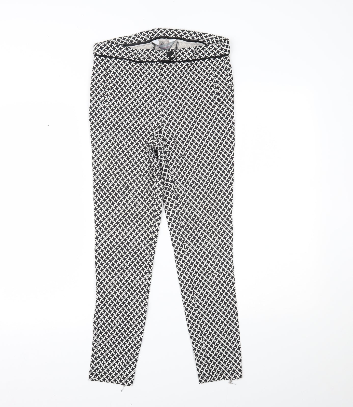 Dorothy Perkins Womens Black Houndstooth  Sweatpants Trousers Size 8 L23 in