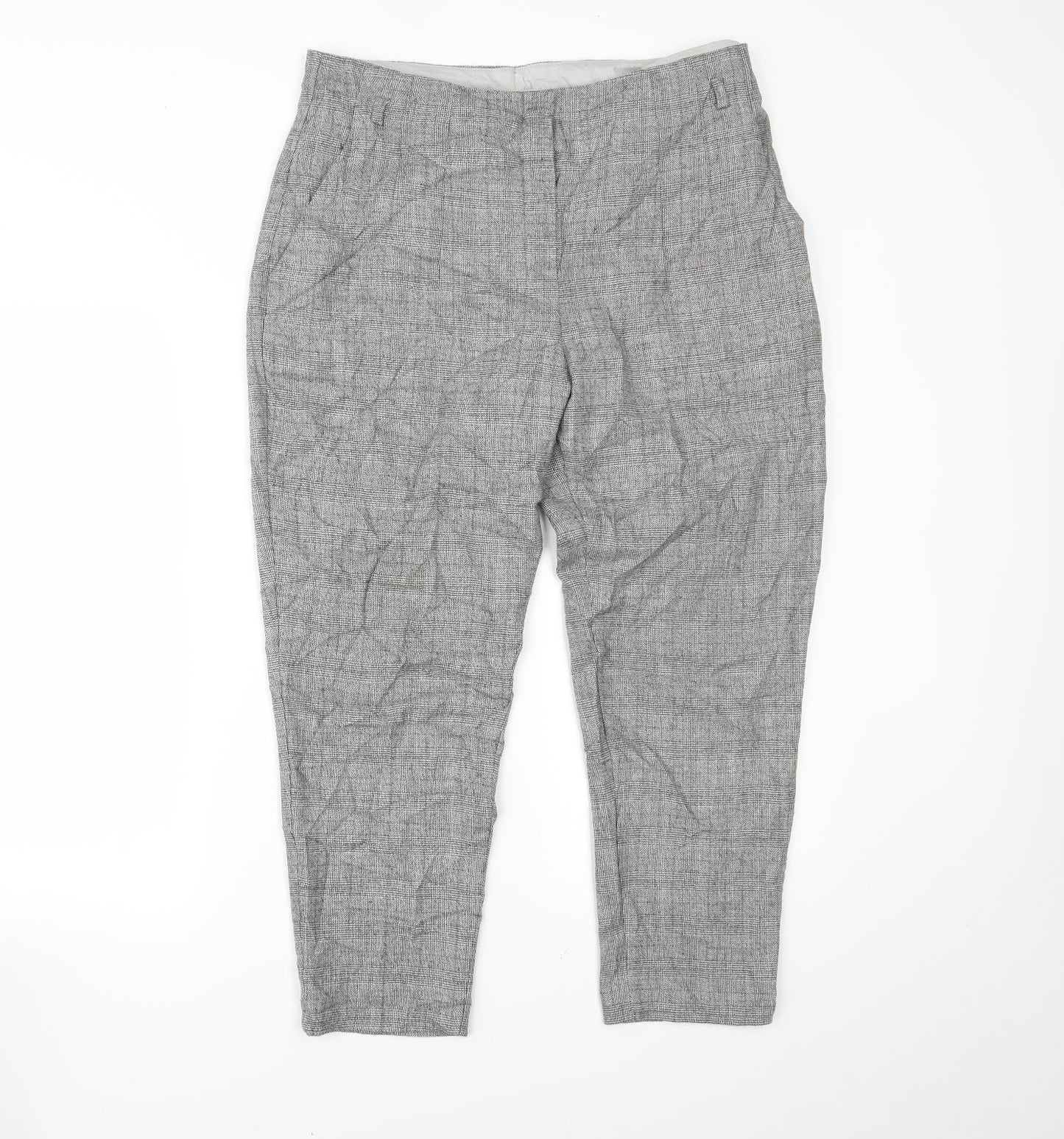 Marks and Spencer Womens Grey Houndstooth  Trousers  Size 14 L23 in