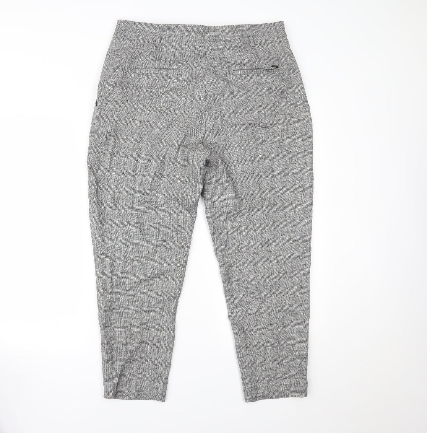 Marks and Spencer Womens Grey Houndstooth  Trousers  Size 14 L23 in