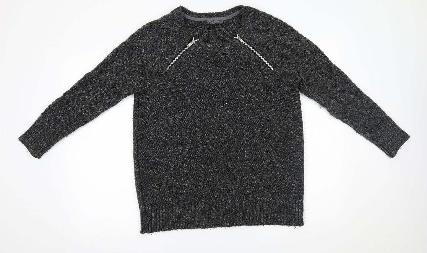 M&S Womens Grey   Pullover Jumper Size M  - zip details