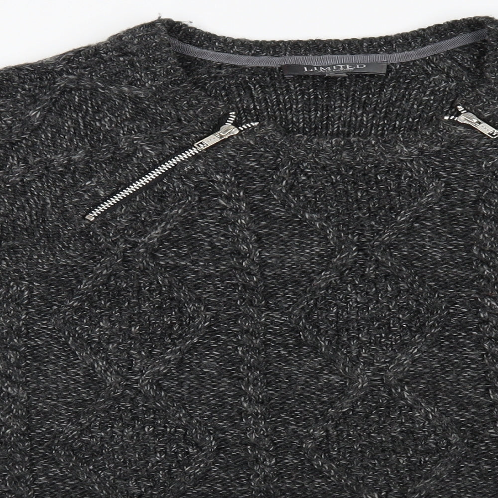 M&S Womens Grey   Pullover Jumper Size M  - zip details