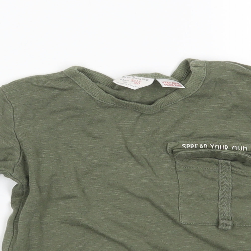 Zara Baby Green   Basic T-Shirt Size 9-12 Months