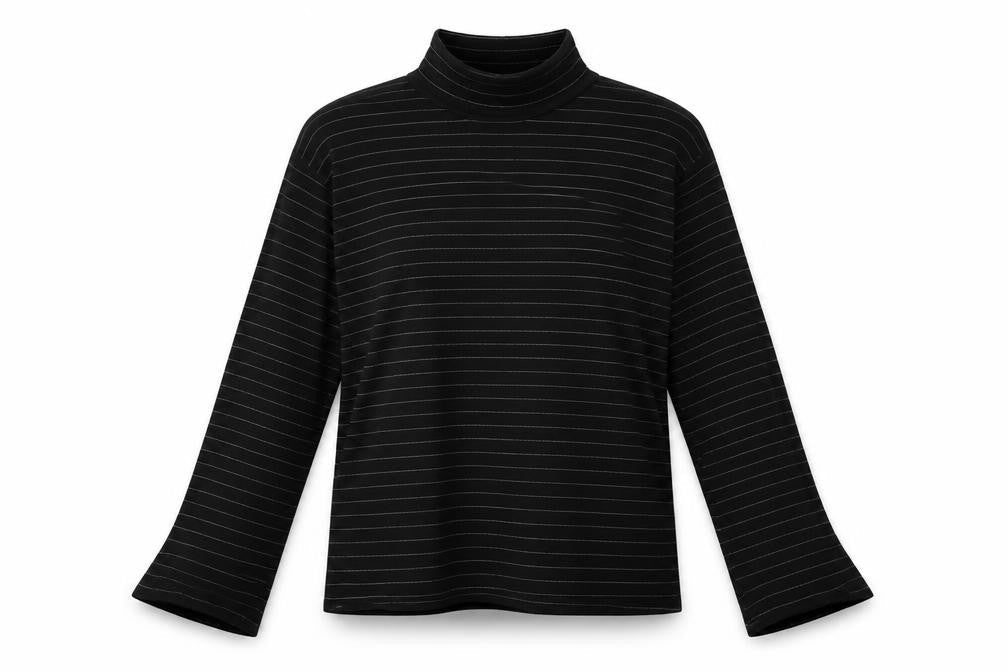 Primark Womens Black Striped  Pullover Jumper Size 2  - Deep Cuff Turnover