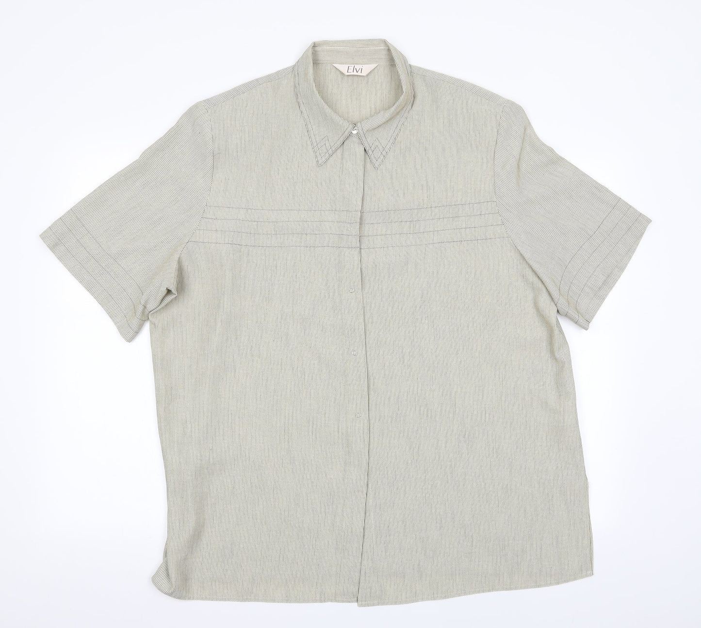 ELVI Mens Beige Striped   Button-Up Size XL