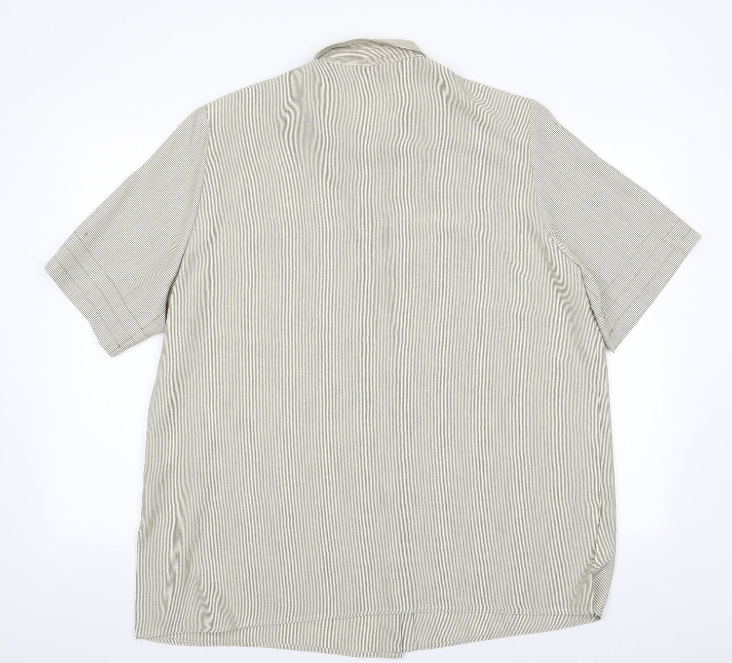 ELVI Mens Beige Striped   Button-Up Size XL