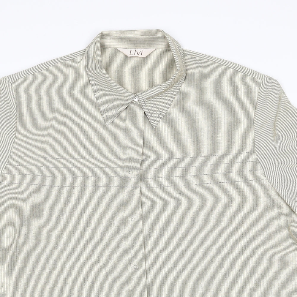 ELVI Mens Beige Striped   Button-Up Size XL