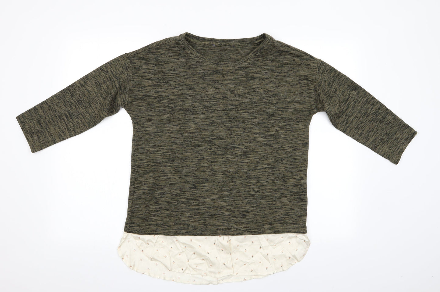 Marks Womens Green Floral  Pullover Jumper Size 10  - Shirt Style Hem